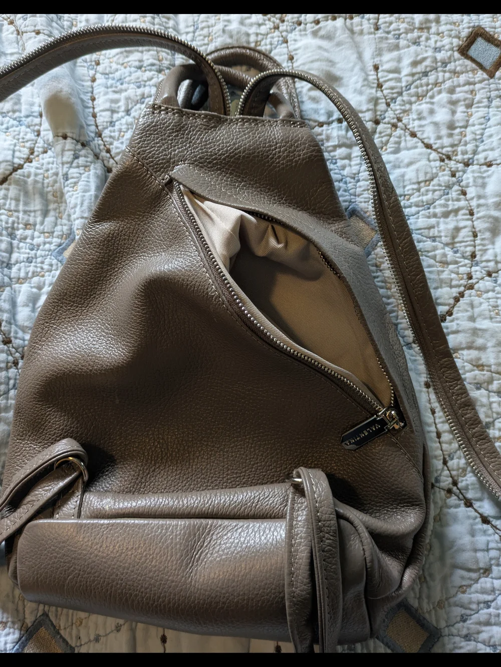 Valentina Leather Backpack In Gray. Very Good Condition.